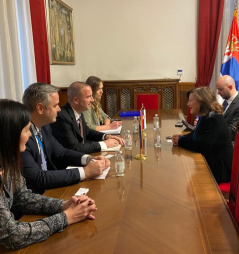 10 October 2024 National Assembly Secretary General Srdjan Smiljanic in meeting with Despina Chatzivassiliou-Tsovilis, Secretary General of the Parliamentary Assembly of the Council of Europe